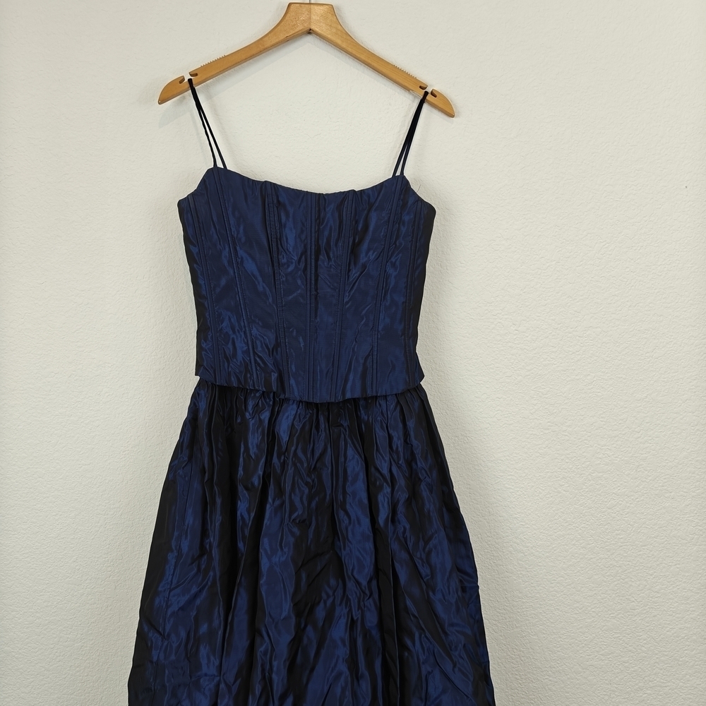Gunne Sax Vintage 80s 90s Blue Iridescent Corset Princess Halloween Dress Small - Picture 3 of 11